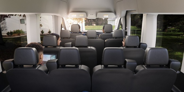Interior seating in the 2023 Ford Transit