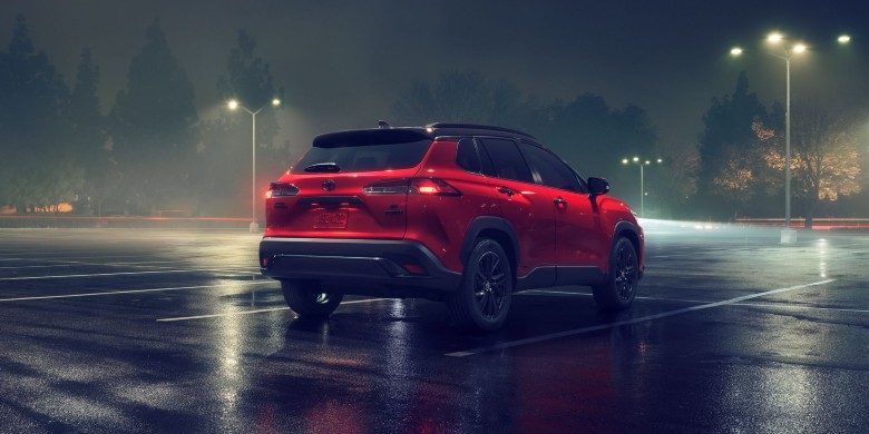 Rear exterior view of the 2024 Toyota Corolla cross