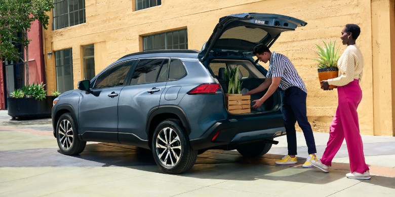 Rear exterior view of the 2024 Toyota Corolla Cross