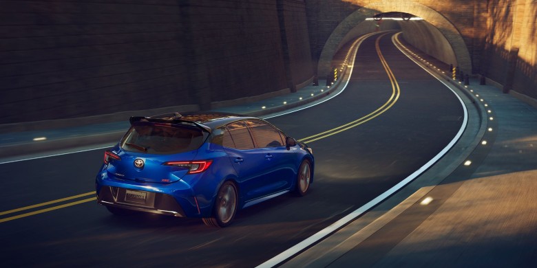 Rear exterior view of the 2024 Toyota Corolla Hatchback