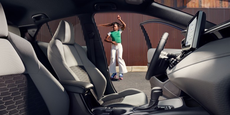 Interior front seat view in the 2024 Toyota Corolla Hatchback