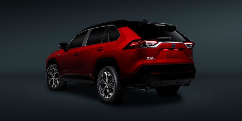 Rear exterior view of the 2024 Toyota RAV4 Prime