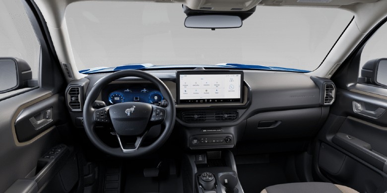 Interior front dash view in the 2025 Ford Bronco Sport