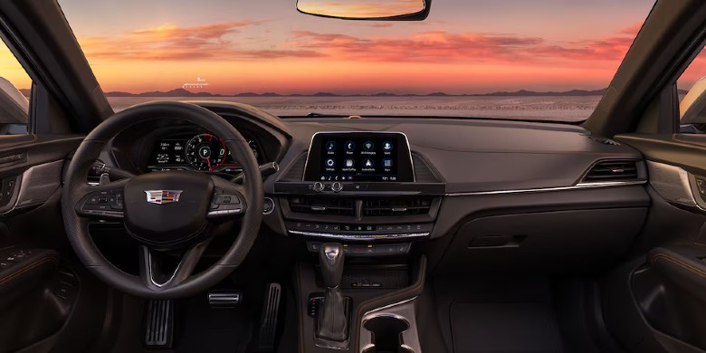 Interior steering wheel view of the 2025 Cadillac CT4