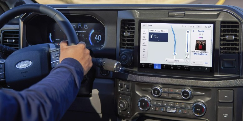 Interior front dash view in the 2025 Ford F-350 Super Duty