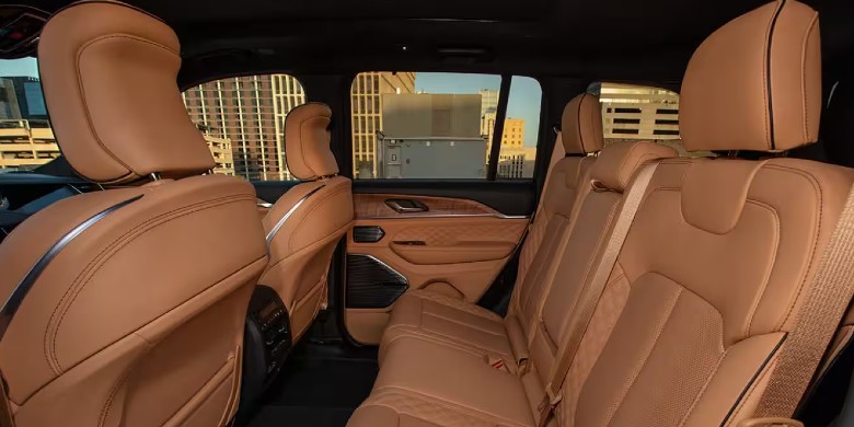 Interior back seat view in the 2025 Jeep Grand Cherokee