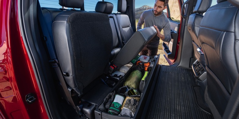 2027 Ford F-150 Lariat interior rear seat folded