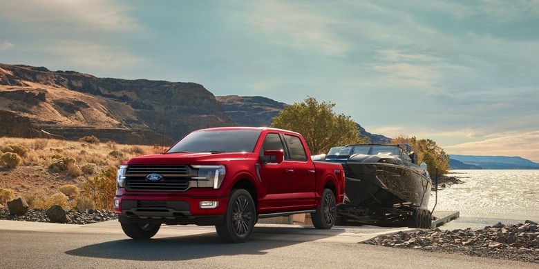 2027 Ford F-150 Platinum towing boat lakeside