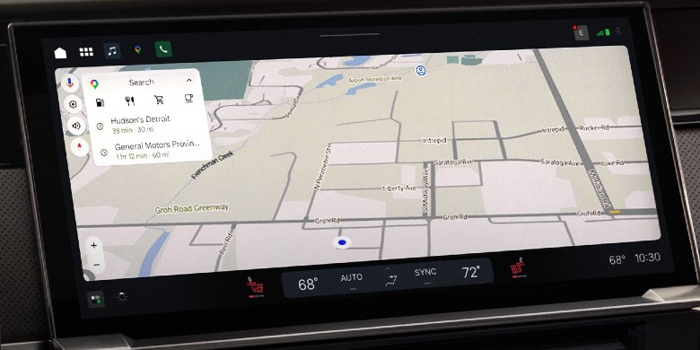 2027 GMC Sierra 1500 16.3 inch center display showing navigation map