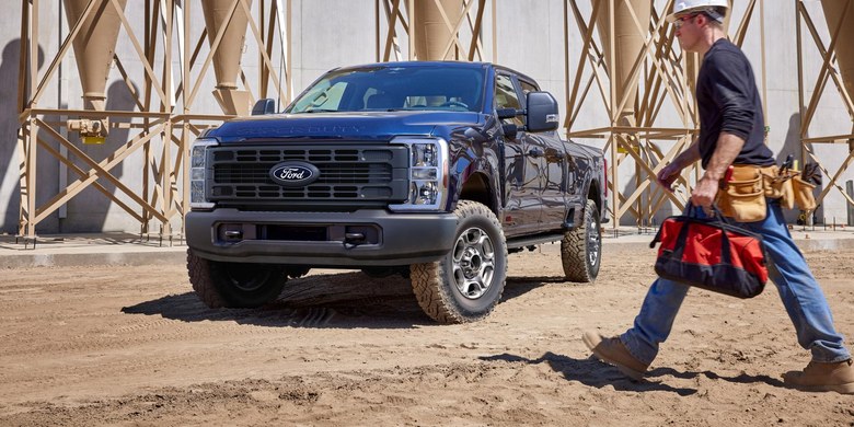F-250 arriving on the job site
