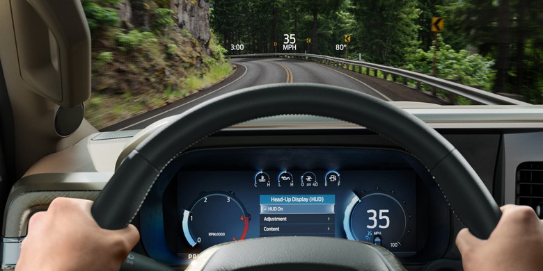 Head-Up Display keeps speed and directions in view