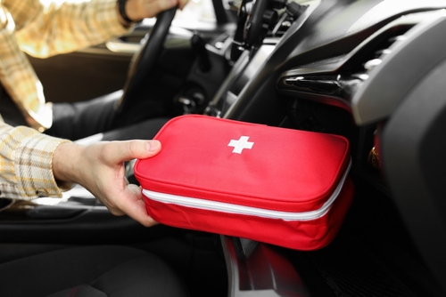 First aid kit in a car
