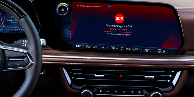 OnStar emergency call screen in a Chevrolet