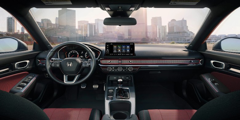 Interior front seat view of the 2023 Honda Civic Si