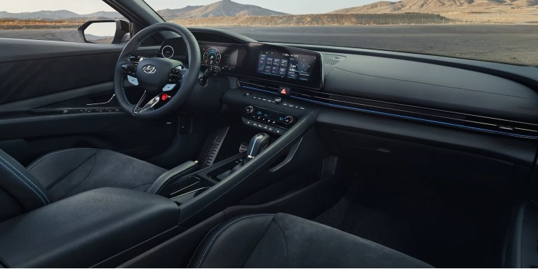 Interior front seat view in the 2023 Hyundai Elantra N