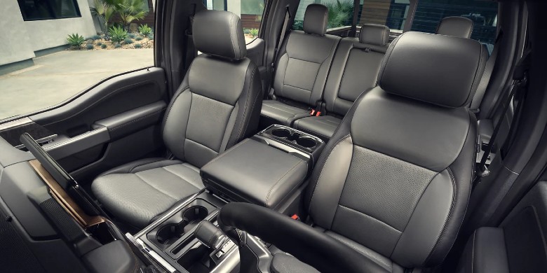 View of interior seating in the 2023 Ford F-150 Lightning