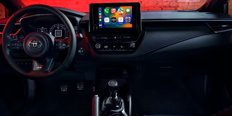 Interior dash view in the 2023 Toyota GR Corolla