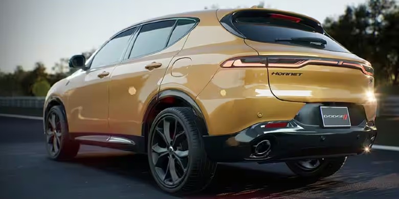Rear exterior view of the 2023 Dodge Hornet