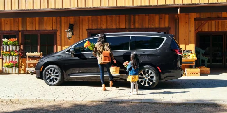 Rear exterior view of the 2023 Chrysler Pacifica Plug-in Hybrid