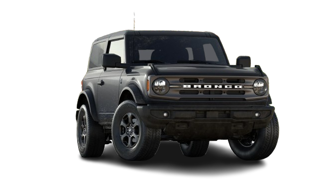 Front exterior view of the 2024 Ford Bronco on an open road.