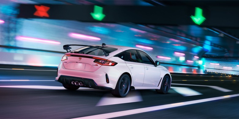 Rear exterior view of the 2024 Honda Civic Type R