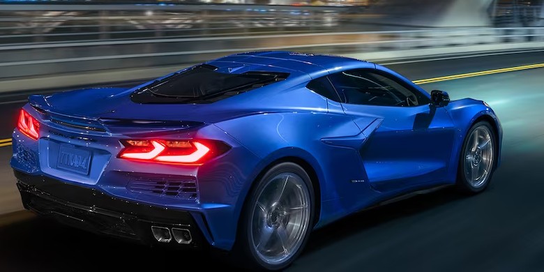 Rear exterior view of the 2024 Chevrolet Corvette E-Ray