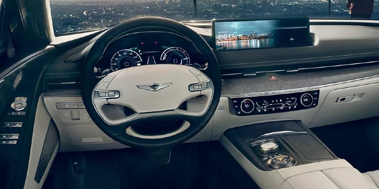 Interior technology view of the 2024 Genesis Electrified G80 for sale near Milwaukee, WI