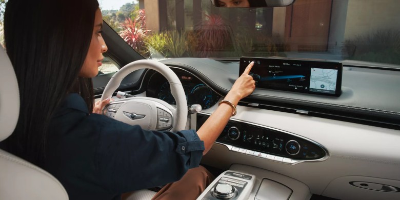 Interior front seats view in the 2024 Genesis Electrified GV70