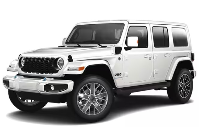 Front exterior view of the 2024 Jeep Wrangler High Altitude 4xe 