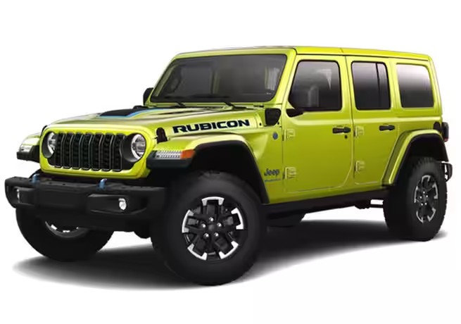 Front exterior view of the 2024 Jeep Wrangler Rubicon X 4xe