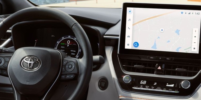 Interior steering wheel view in the 2025 Toyota Corolla