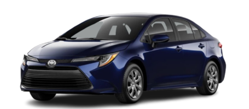 Front, side exterior view of the 2025 Toyota Corolla