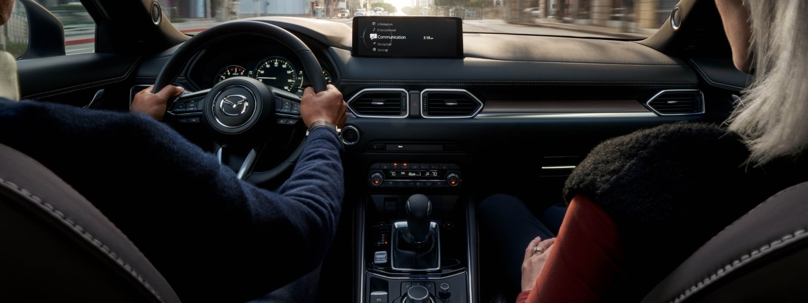 Interior view of the impressive tech features avaialble with the 2025 Mazda CX-5, for sale in Racine, WI