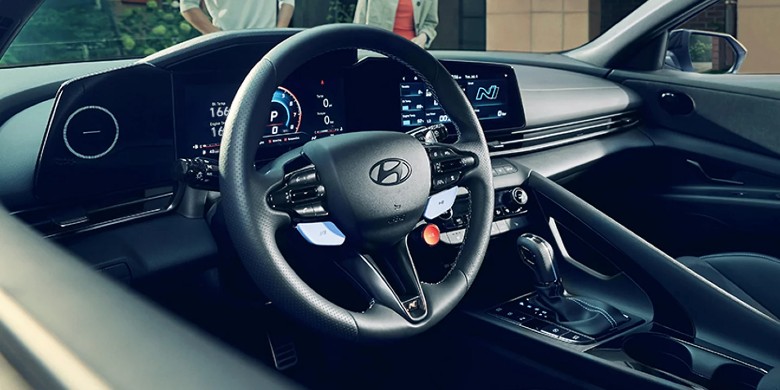 Interior front dash view in the 2025 Hyundai Elantra N