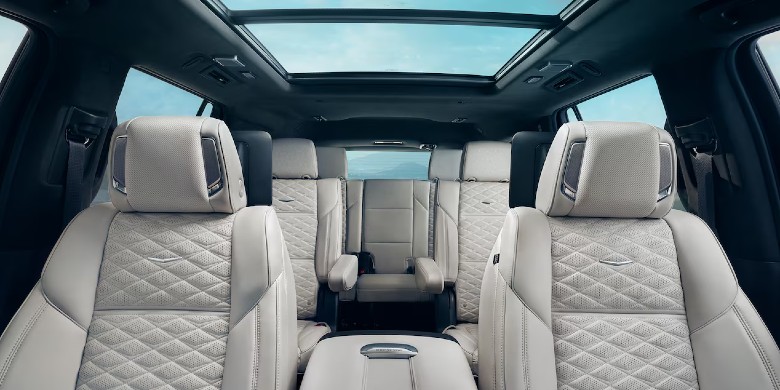 Interior view of the seating available in the 2025 Cadillac Escalade ESV for Sale in Tempe, AZ