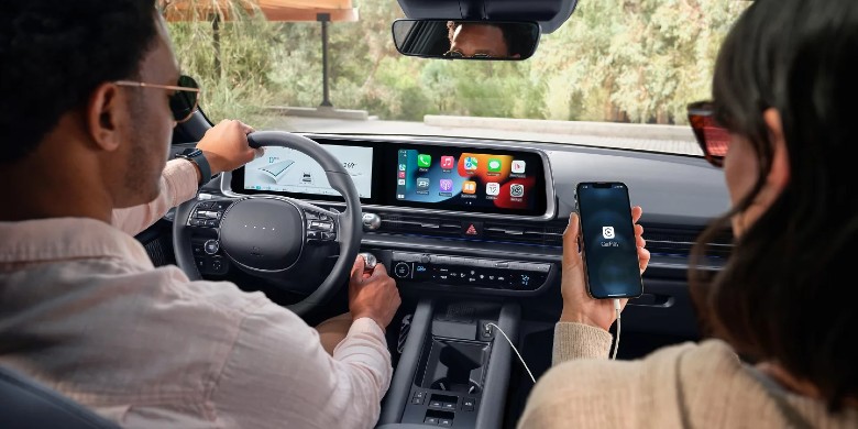 Interior front dash view in the 2025 Hyundai IONIQ 6