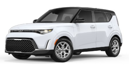 Front side exterior view of the 2025 Kia Soul S, for sale in Racine, WI