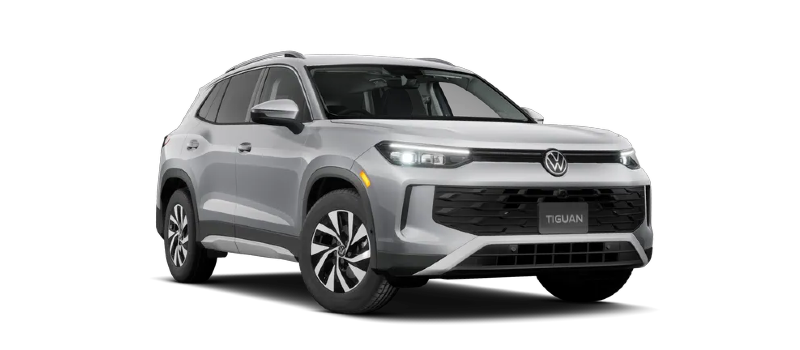 Front, side exterior view of a 2025 Volkswagen Tiguan for sale in Racine, WI