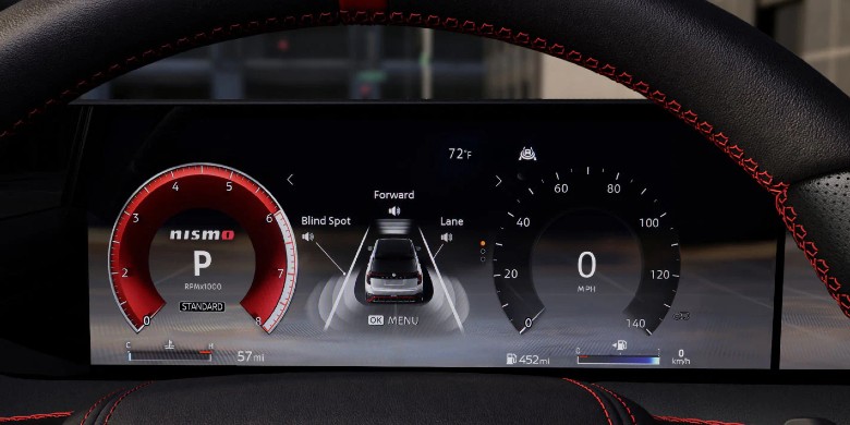 Interior view of the dashboard in the 2026 Nissan Armada Nismo for sale near Milwaukee, WI