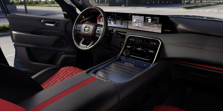 View of the interior technology and seating in the 2026 Nissan Armada NISMO for sale in Greenfield, WI