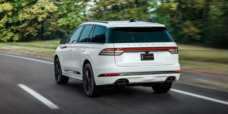 Rear exterior view of the 2026 Lincoln Aviator