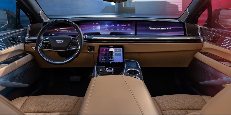 Interior front dash view in the 2026 Cadillac Escalade IQ