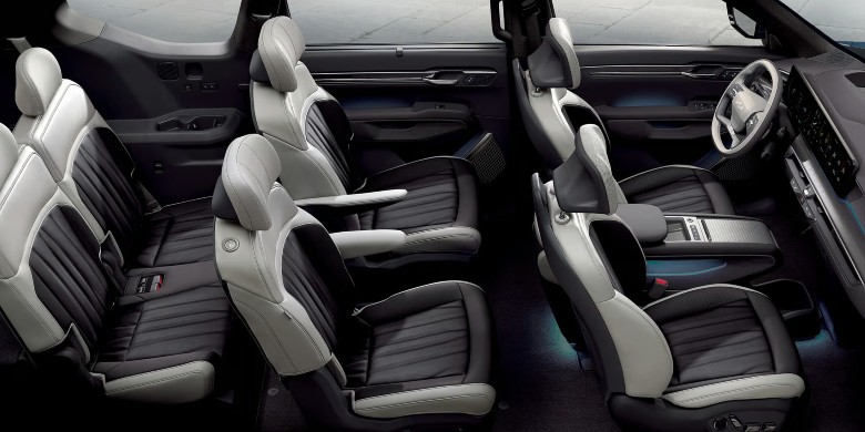 View of the interior seating in the 2026 Kia EV9
