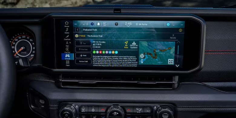 Interior front dash view in the 2026 Jeep gladiator 