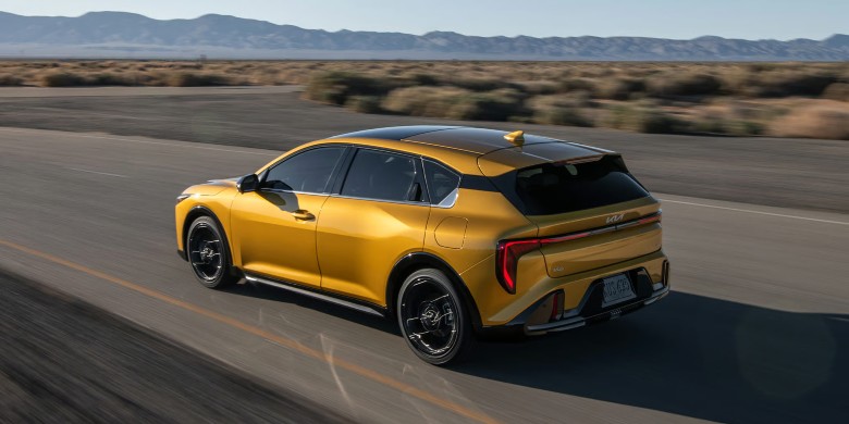Rear exterior view of the 2026 Kia K4 Hatchback for sale in racine, WI