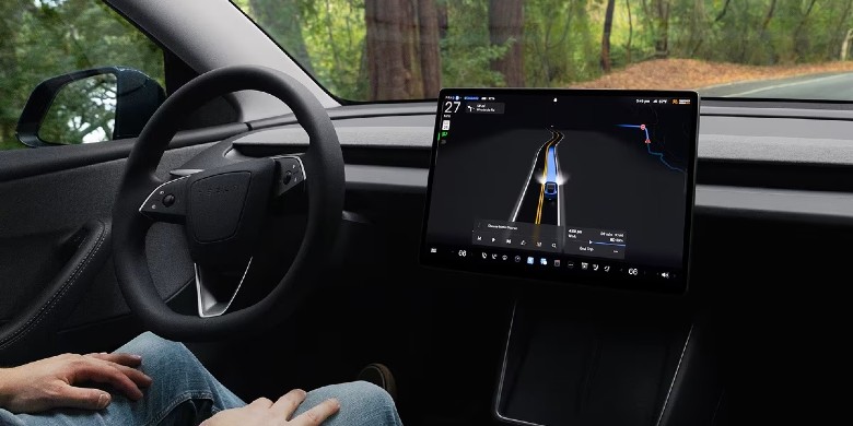 View of the interior tech in the 2026 Tesla Model Y