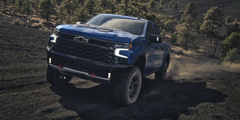 Silverado Trail Boss climbing off-road uphill