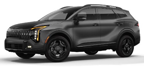 Front exterior view in of the 2026 Kia Sportage in Panthera Metal Matte