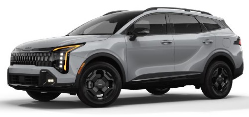 Front exterior view in of the 2026 Kia Sportage in Wolf Gray