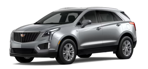 exterior side view of a 2026 cadillac xt5 in color Argent Silver Metallic